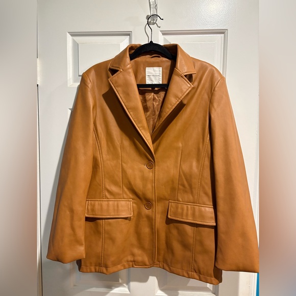Avec Les Filles Jackets & Blazers - Avec Les Filles  faux leather jacket blazer tan sz M